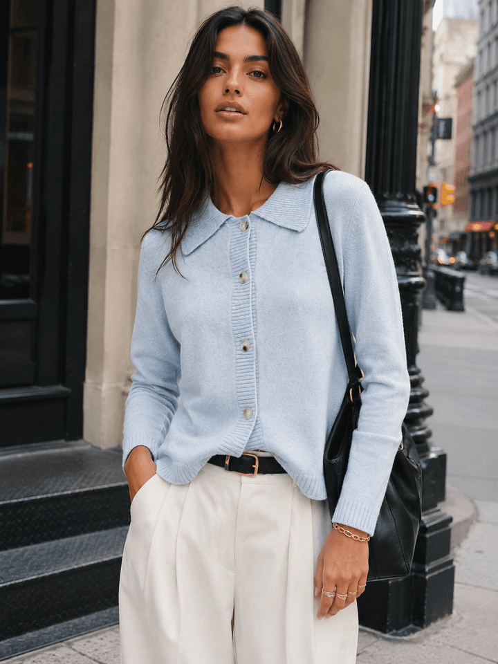 WOMEN'S LONG SLEEVE BUTTON UP SWEATER