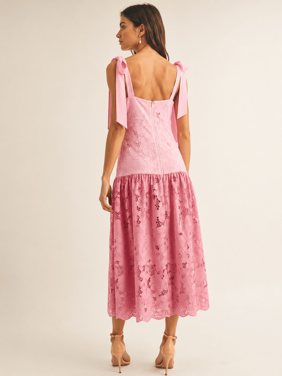 JUST ME WOMEN'S SLEEVELESS SQUARE NECK CROCHET COLORBLOCK MAXI DRESS