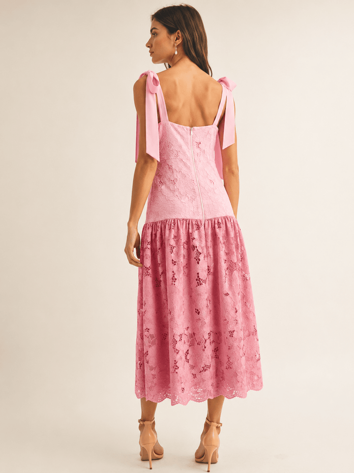 JUST ME WOMEN'S SLEEVELESS SQUARE NECK CROCHET COLORBLOCK MAXI DRESS