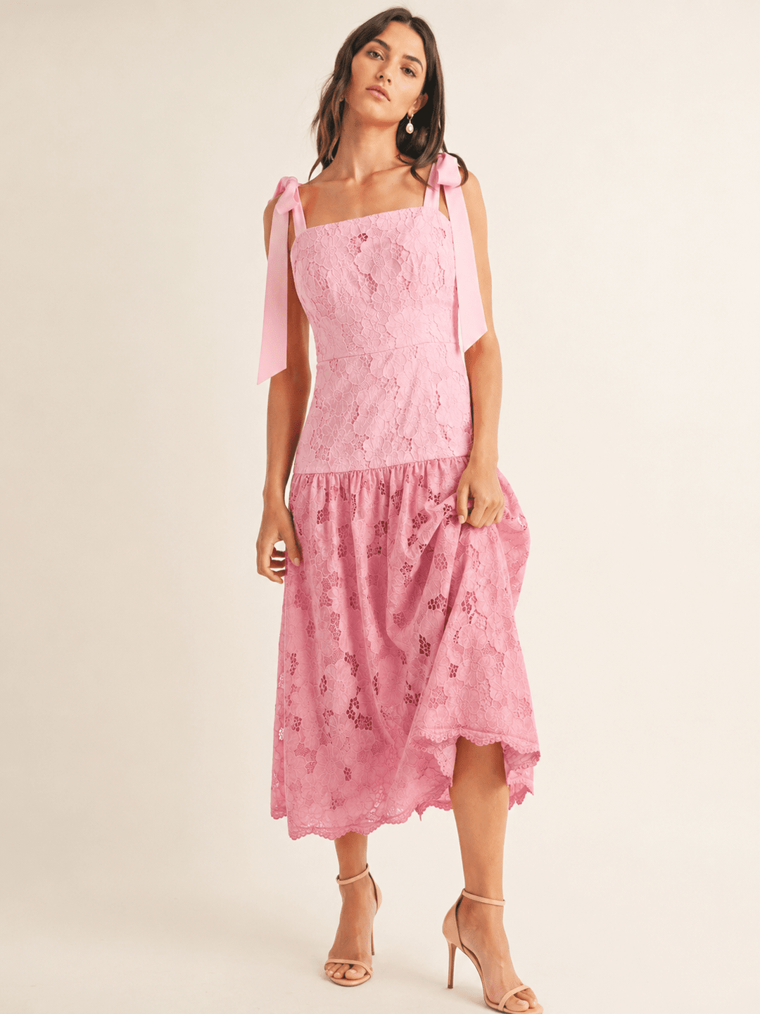 JUST ME WOMEN'S SLEEVELESS SQUARE NECK CROCHET COLORBLOCK MAXI DRESS