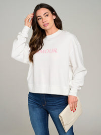 WOMEN'S LONG SLEEVE GRAPHIC PULLOVER SWEATER