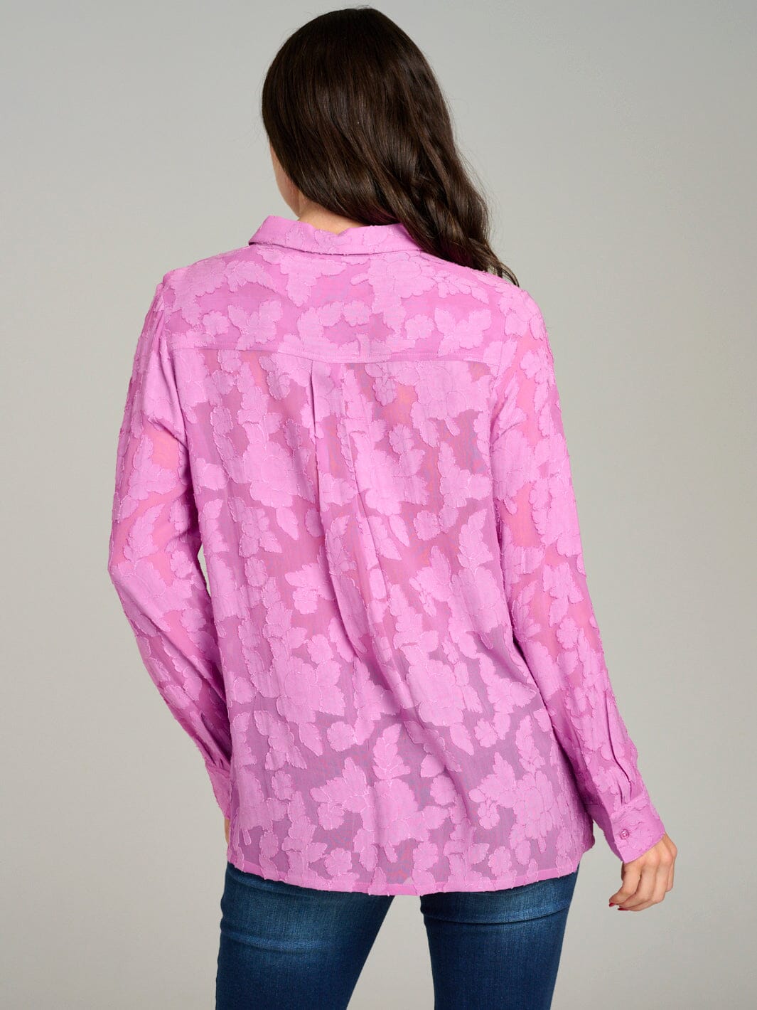 WOMEN'S LONG SLEEVE BUTTON UP DETAILED BLOUSE