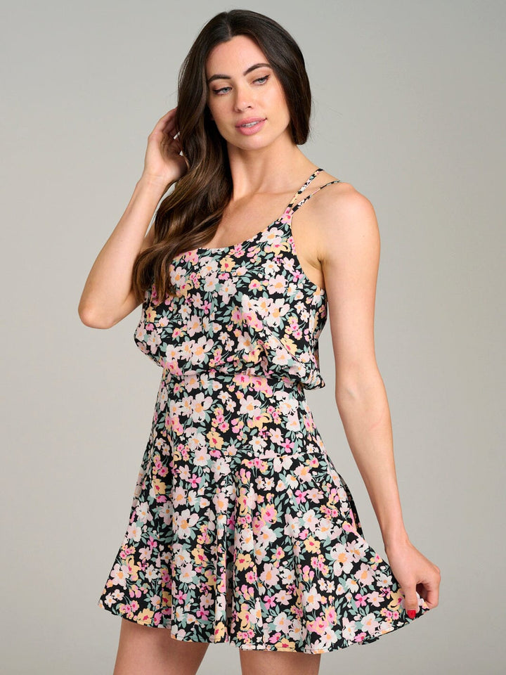 WOMEN'S SLEEVELESS OPEN BACK FLORAL MINI DRESS