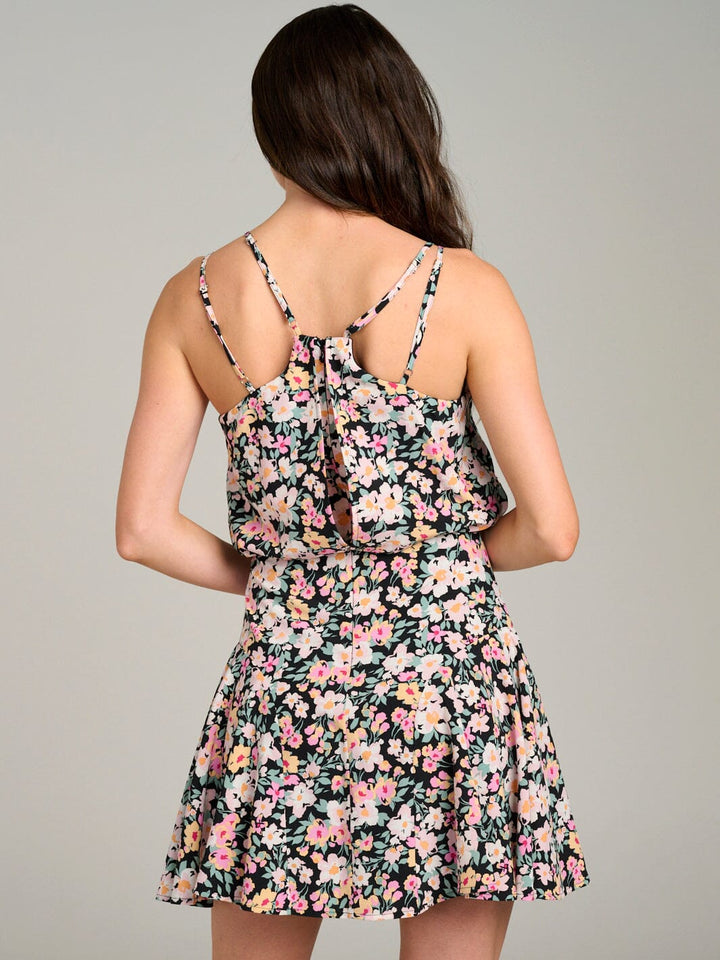 WOMEN'S SLEEVELESS OPEN BACK FLORAL MINI DRESS