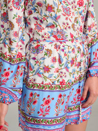 WOMEN'S LONG SLEEVE BUTTON UP FRONT POCKETS FLORAL ROMPER