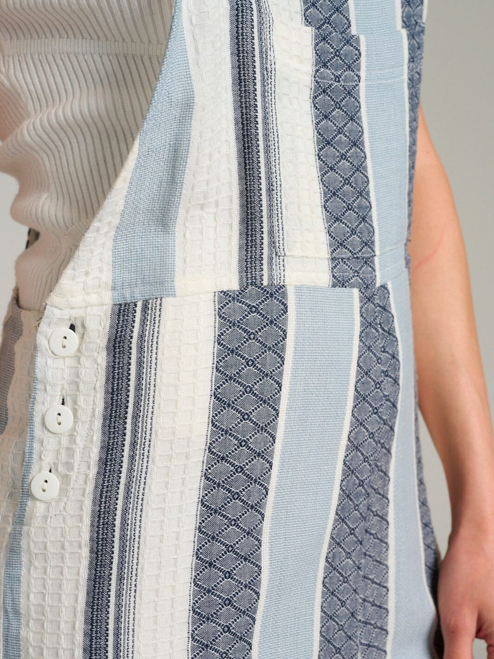 WOMEN'S SLEEVELESS POCKETS MULTI STRIPES WIDE LEG JUMPSUIT