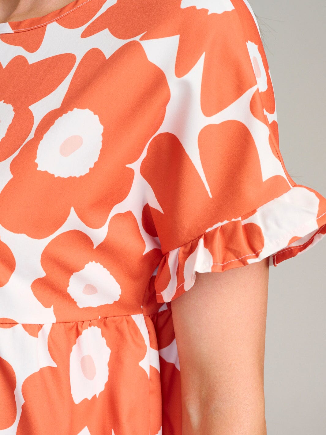 WOMEN'S SHORT SLEEVE TIERED LOOSE FIT FLORAL MINI DRESS