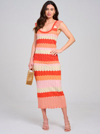 WOMEN'S SLEEVELESS V-NECK COLORBLOCK KNIT MAXI DRESS