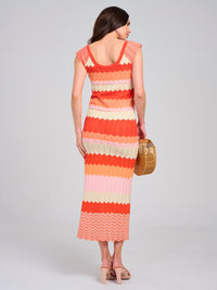WOMEN'S SLEEVELESS V-NECK COLORBLOCK KNIT MAXI DRESS