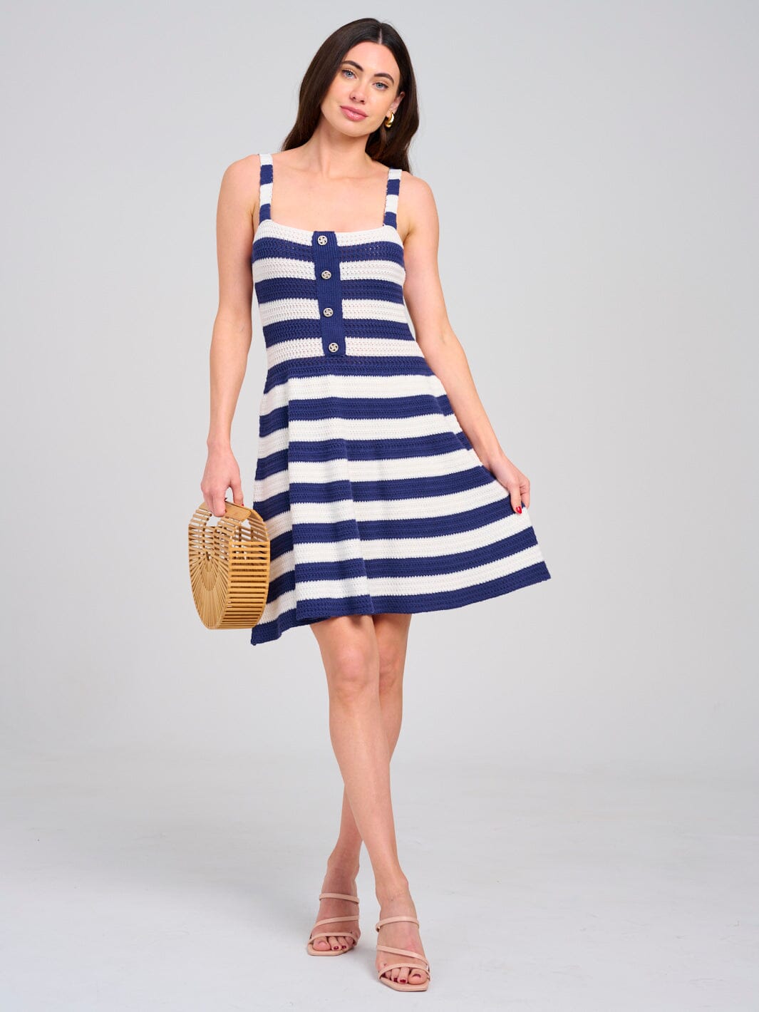 WOMEN'S SLEEVELESS KNIT STRIPES COLORBLOCK MINI DRESS