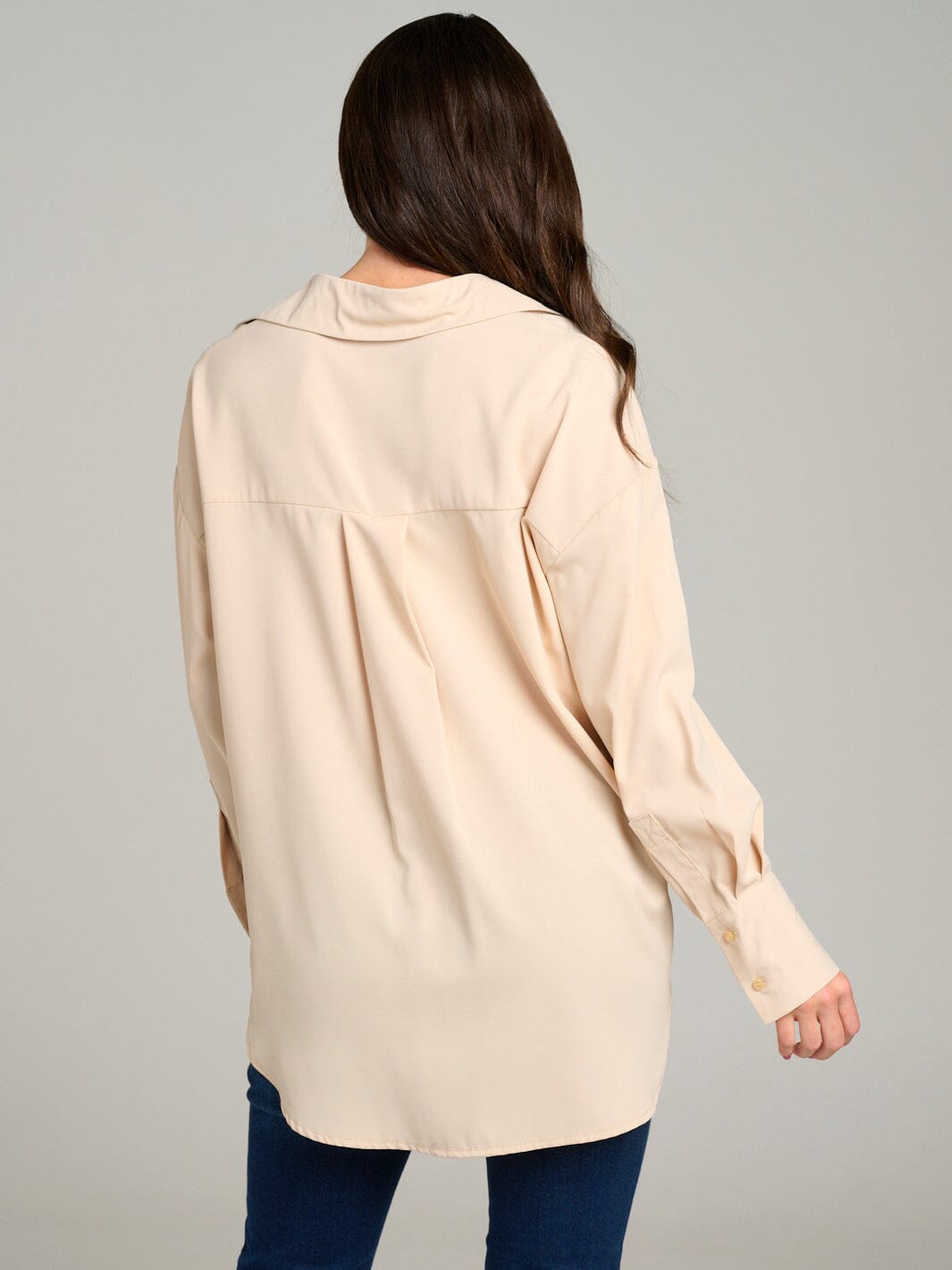 WOMEN'S LONG SLEEVE BUTTON UP HIGH-LOW BLOUSE