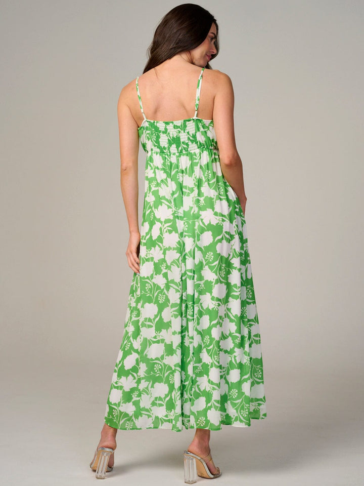 WOMEN'S SLEEVELESS V-NECK OPEN BACK FLORAL MAXI DRESS