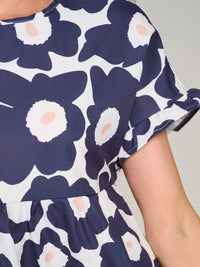 WOMEN'S SHORT SLEEVE TIERED LOOSE FIT FLORAL MINI DRESS