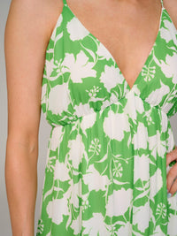 WOMEN'S SLEEVELESS V-NECK OPEN BACK FLORAL MAXI DRESS