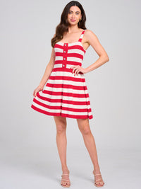 WOMEN'S SLEEVELESS KNIT STRIPES COLORBLOCK MINI DRESS