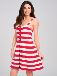 WOMEN'S SLEEVELESS KNIT STRIPES COLORBLOCK MINI DRESS