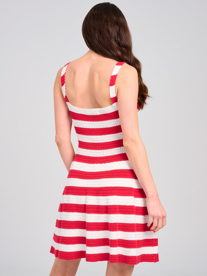 WOMEN'S SLEEVELESS KNIT STRIPES COLORBLOCK MINI DRESS