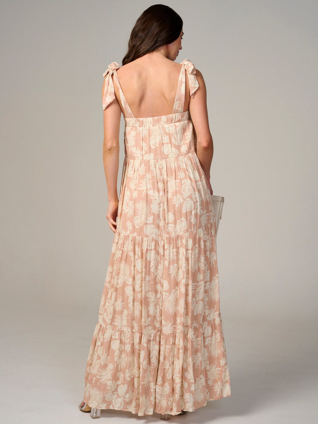 WOMEN'S SLEEVELESS SQUARE NECK TIERED FLORAL MAXI DRESS