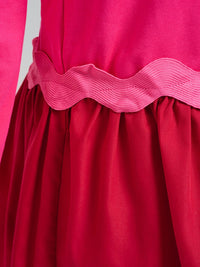 WOMEN'S LONG SLEEVE FLARE PLEATED COLORBLOCK MINI DRESS