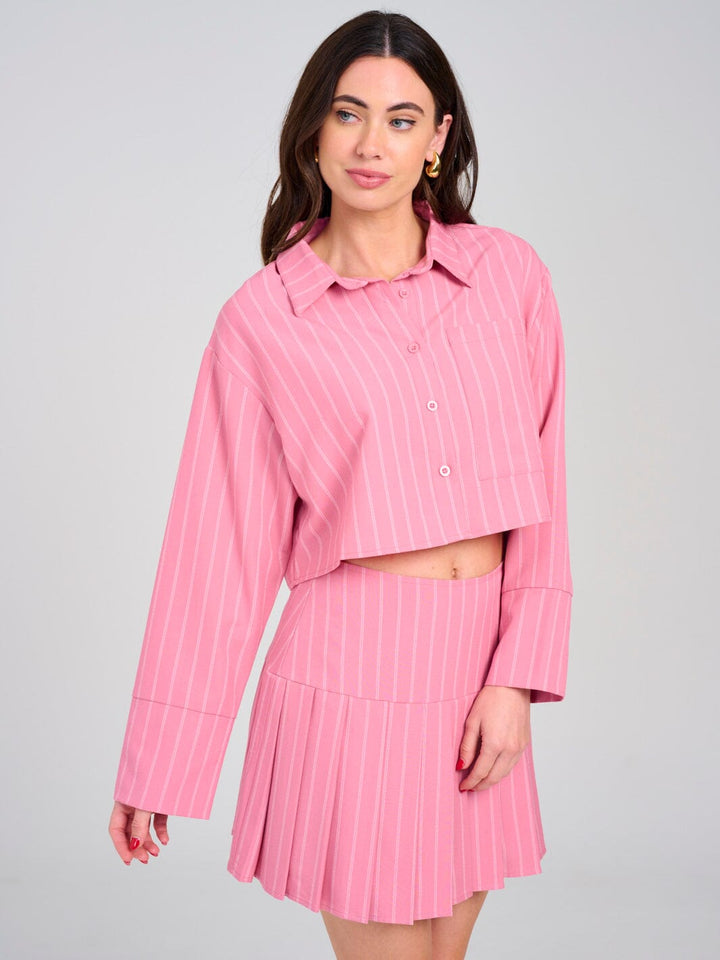 WOMEN'S LONG SLEEVE TOP & ZIP UP MINI SKIRT STRIPES 2PC. SET