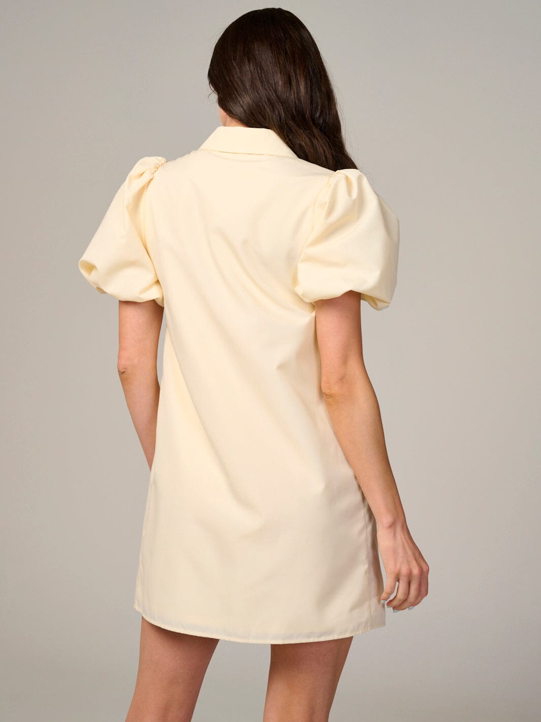 WOMEN'S SHORT PUFF SLEEVE BUTTON UP LOOSE FIT MINI DRESS