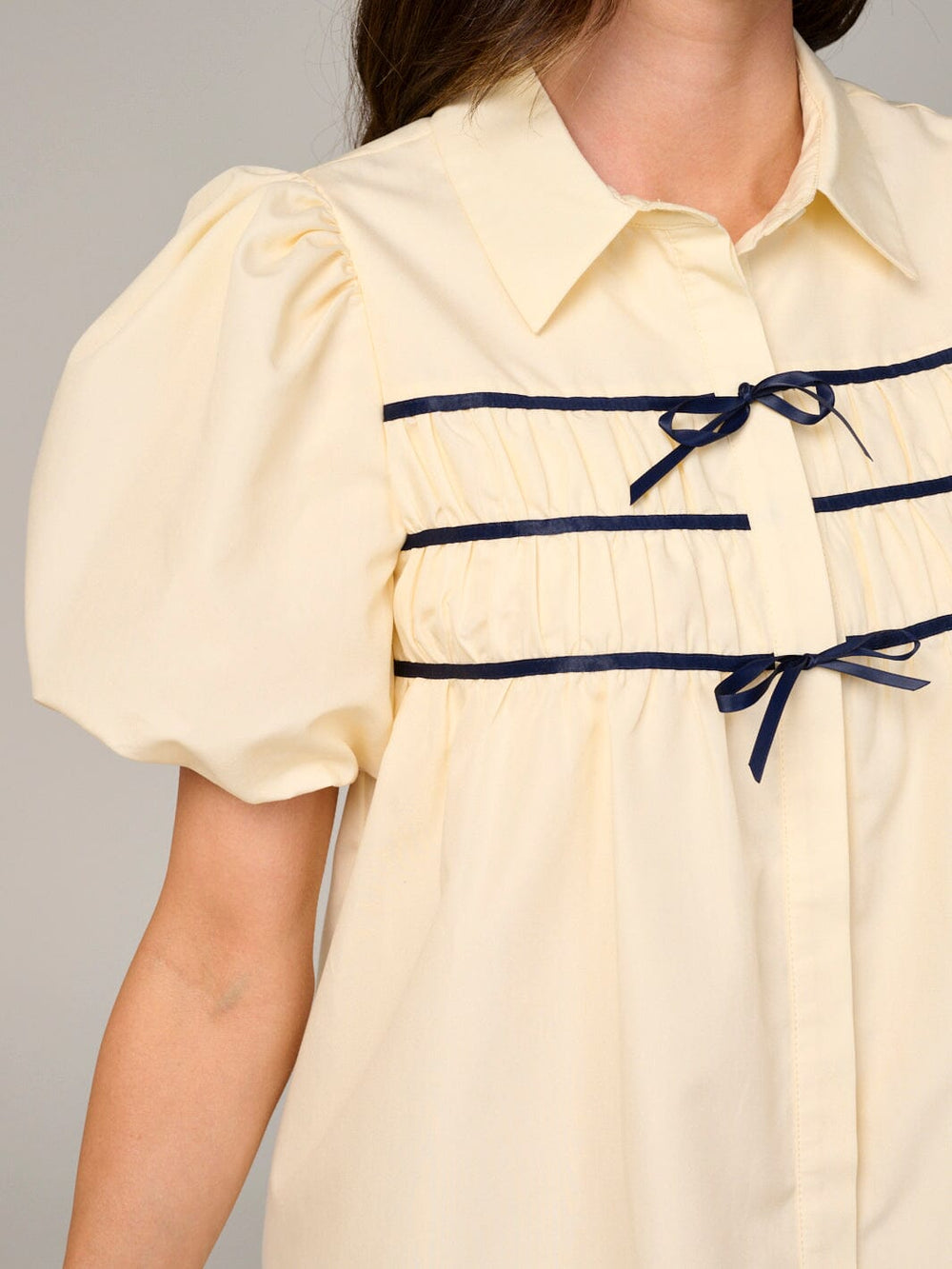 WOMEN'S SHORT PUFF SLEEVE BUTTON UP LOOSE FIT MINI DRESS