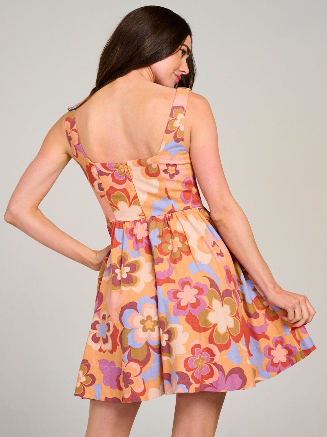 WOMEN'S SLEEVELESS SQUARE NECK FLORAL MINI DRESS