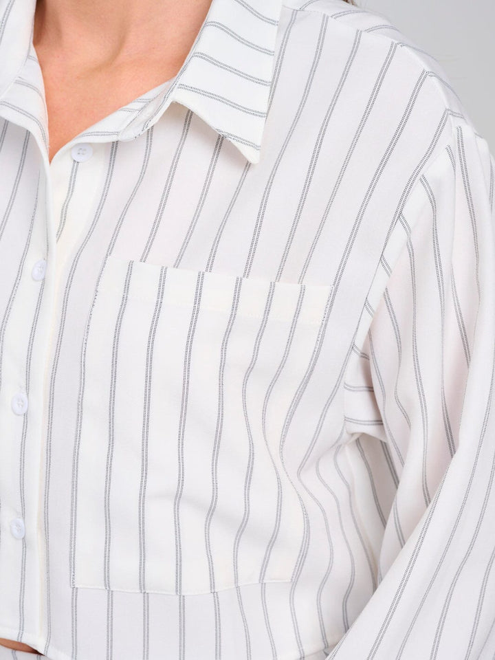 WOMEN'S LONG SLEEVE TOP & ZIP UP MINI SKIRT STRIPES 2PC. SET