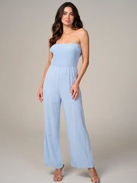 WOMEN'S SLEEVELESS SMOCK WIDE LEG JUMPSUIT