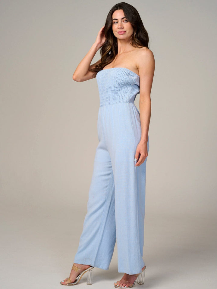 WOMEN'S SLEEVELESS SMOCK WIDE LEG JUMPSUIT