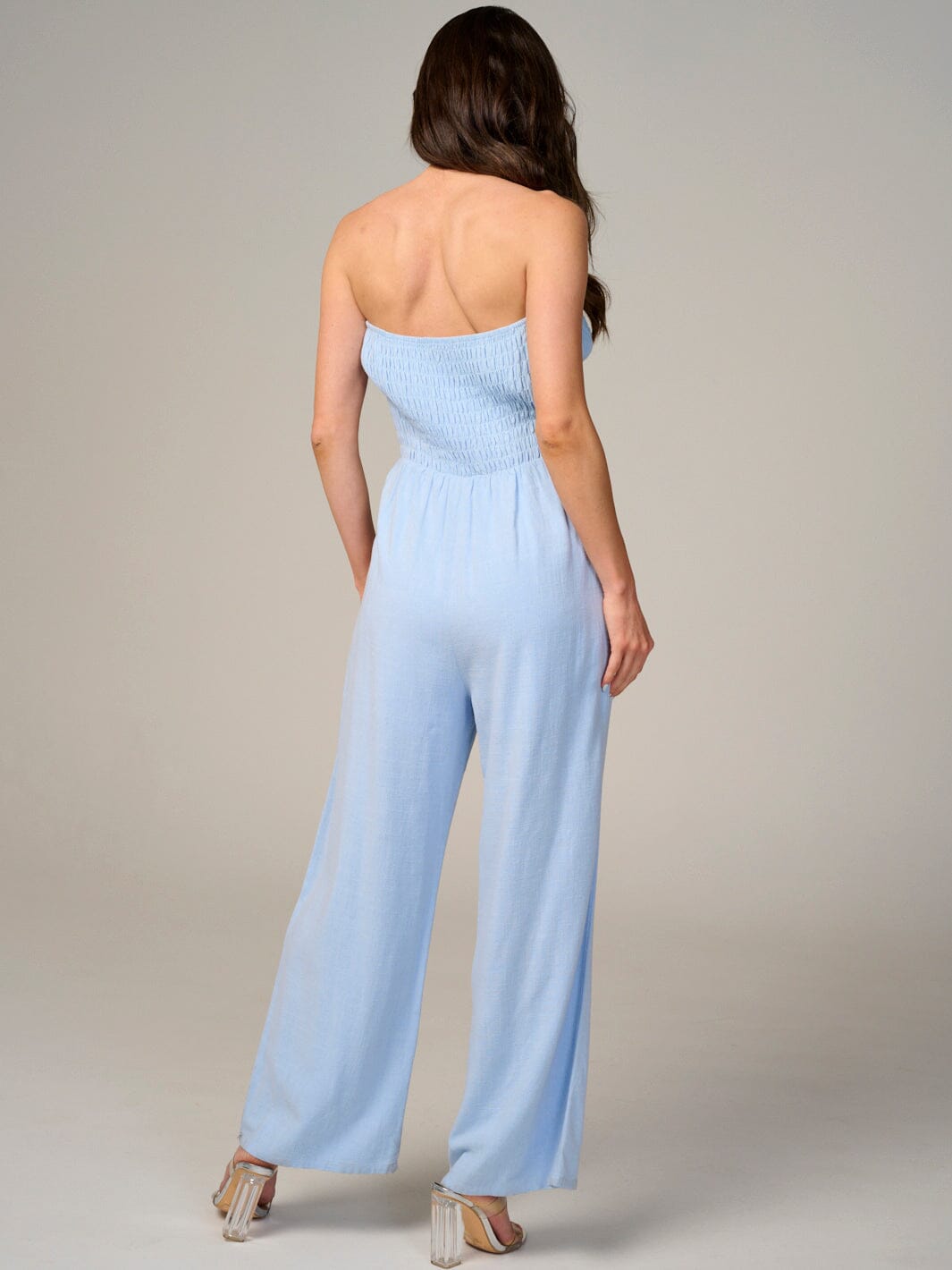 WOMEN'S SLEEVELESS SMOCK WIDE LEG JUMPSUIT