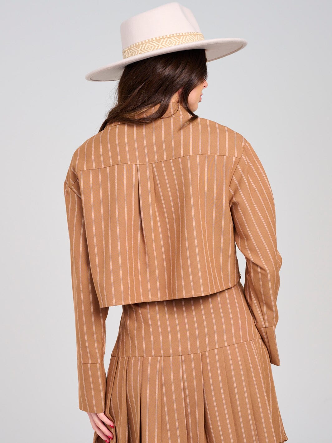 WOMEN'S LONG SLEEVE TOP & ZIP UP MINI SKIRT STRIPES 2PC. SET