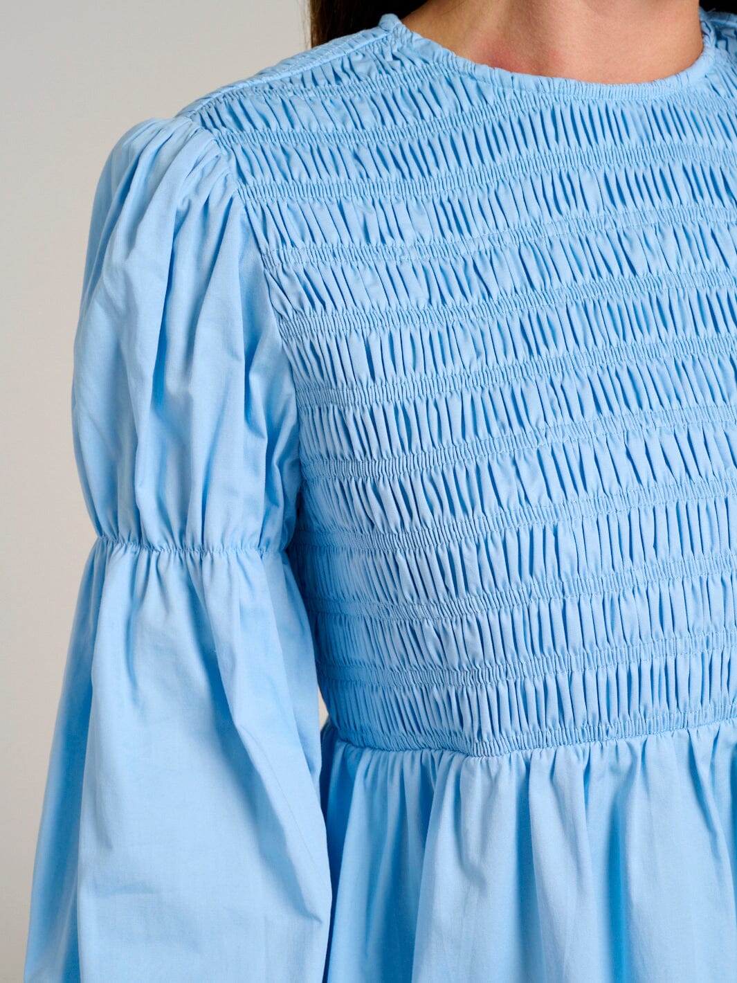 WOMEN'S 3/4 SLEEVES SMOCK FIT & FLARE MINI DRESS