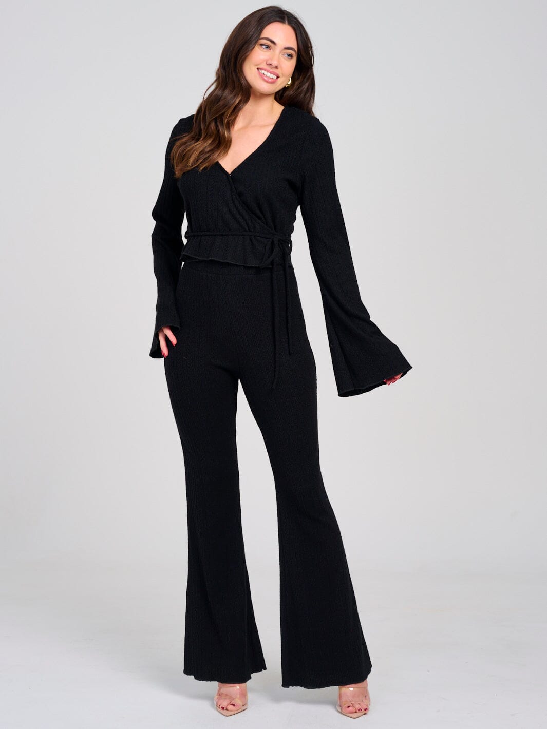 WOMEN'S LONG SLEEVE TOP & ELASTIC WAIST PANTS RIBBED 2PC. SET