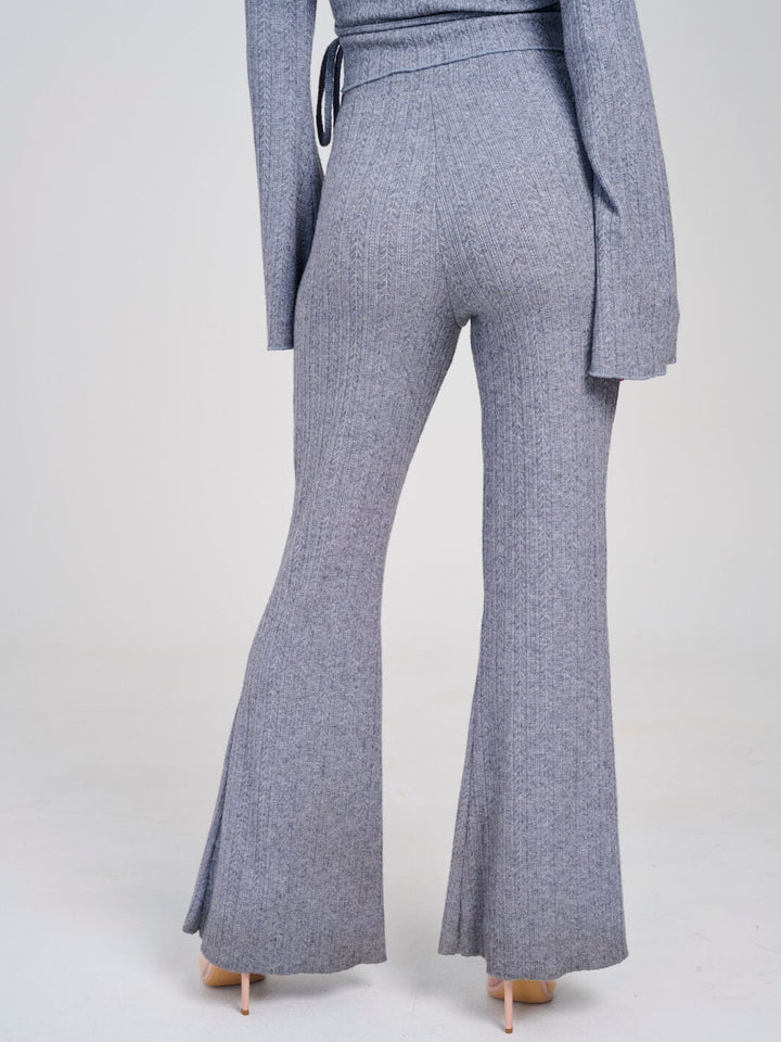 WOMEN'S ELASTIC WAIST BELL LEGS RIBBED PANTS