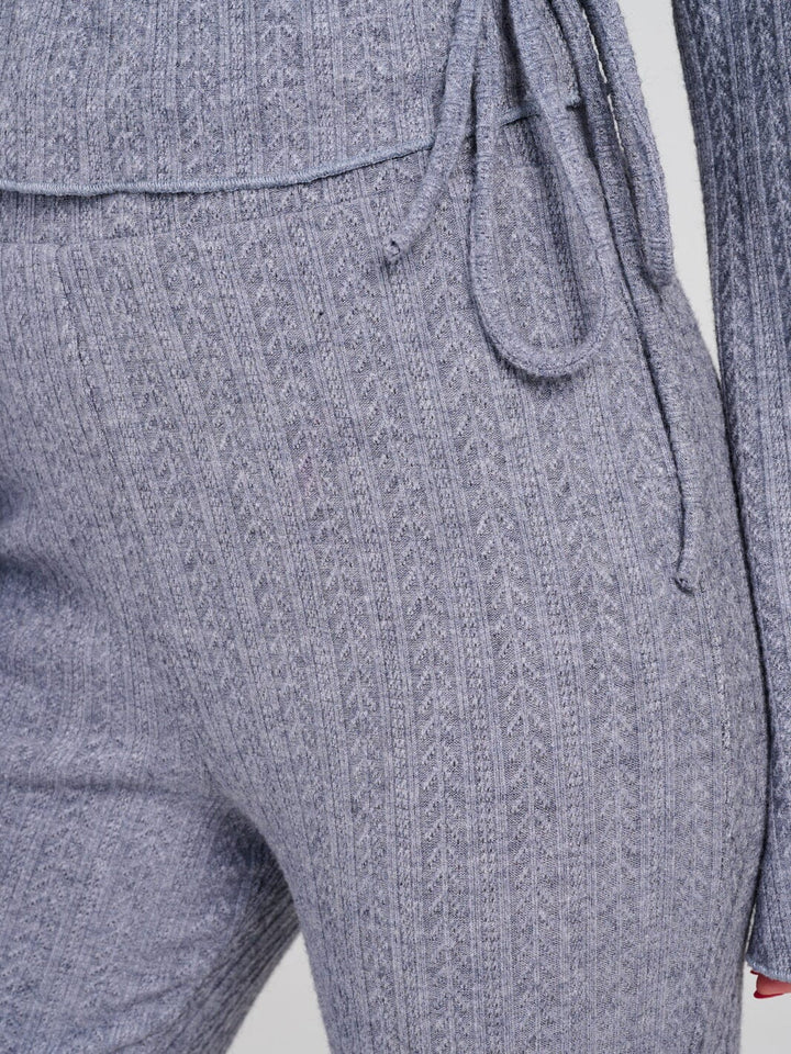 WOMEN'S ELASTIC WAIST BELL LEGS RIBBED PANTS