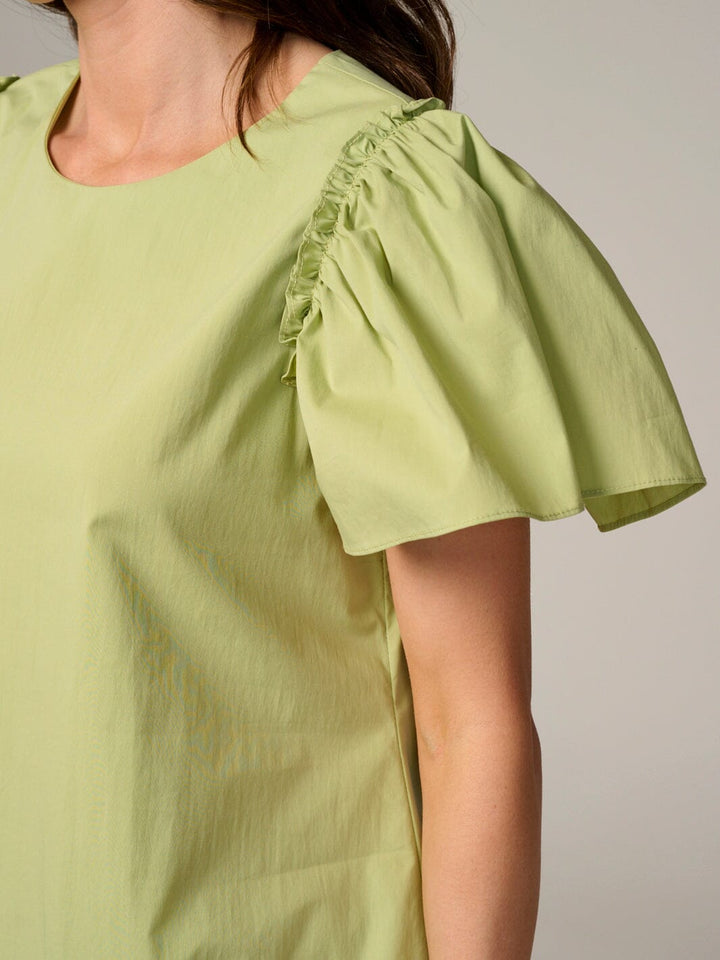 WOMEN'S SHORT RUFFLE SLEEVE RUFFLE BOTTOM HEM MINI DRESS