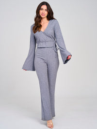 WOMEN'S LONG SLEEVE TOP & ELASTIC WAIST PANTS RIBBED 2PC. SET