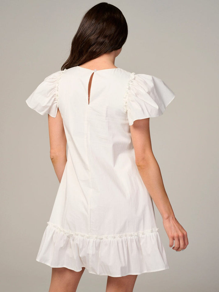 WOMEN'S SHORT RUFFLE SLEEVE RUFFLE BOTTOM HEM MINI DRESS