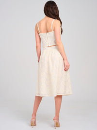 WOMEN'S SLEEVELESS TANK TOP & ZIPPER CLOSURE MIDI SKIRT EYELET 2PC. SET