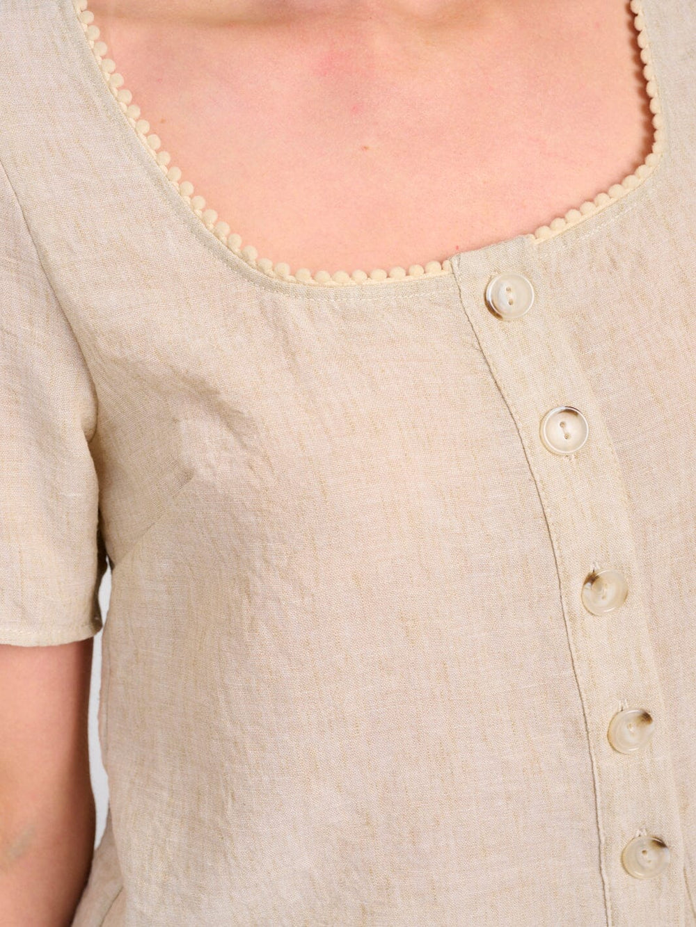 WOMEN'S SHORT SLEEVE TOP & ELASTIC WAIST MAXI SKIRT BUTTONS DETAILED 2PC. SET