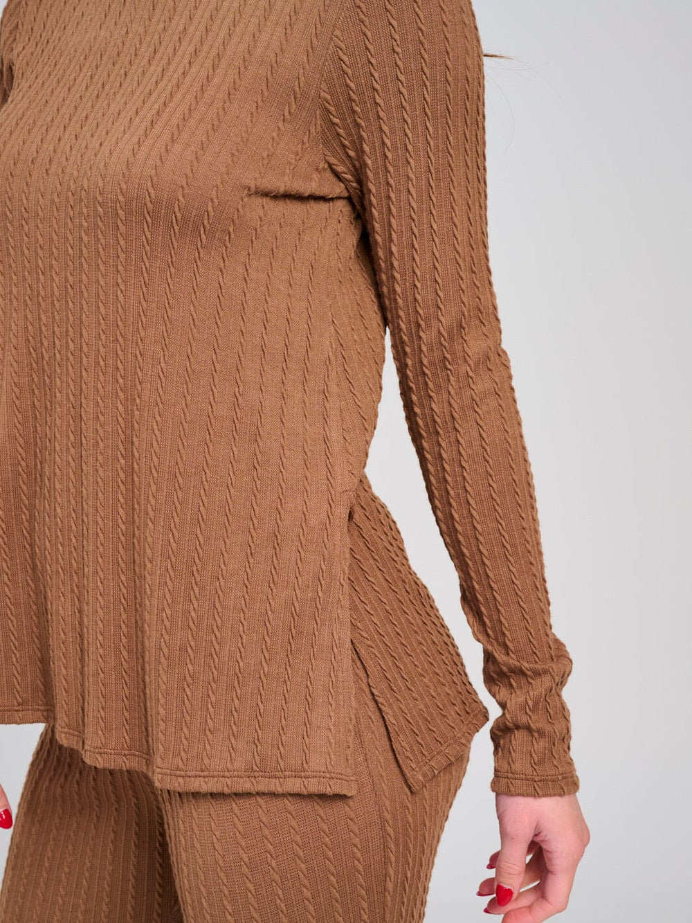 WOMEN'S LONG SLEEVE TOP & ELASTIC WAIST PANTS RIBBED 2PC. SET