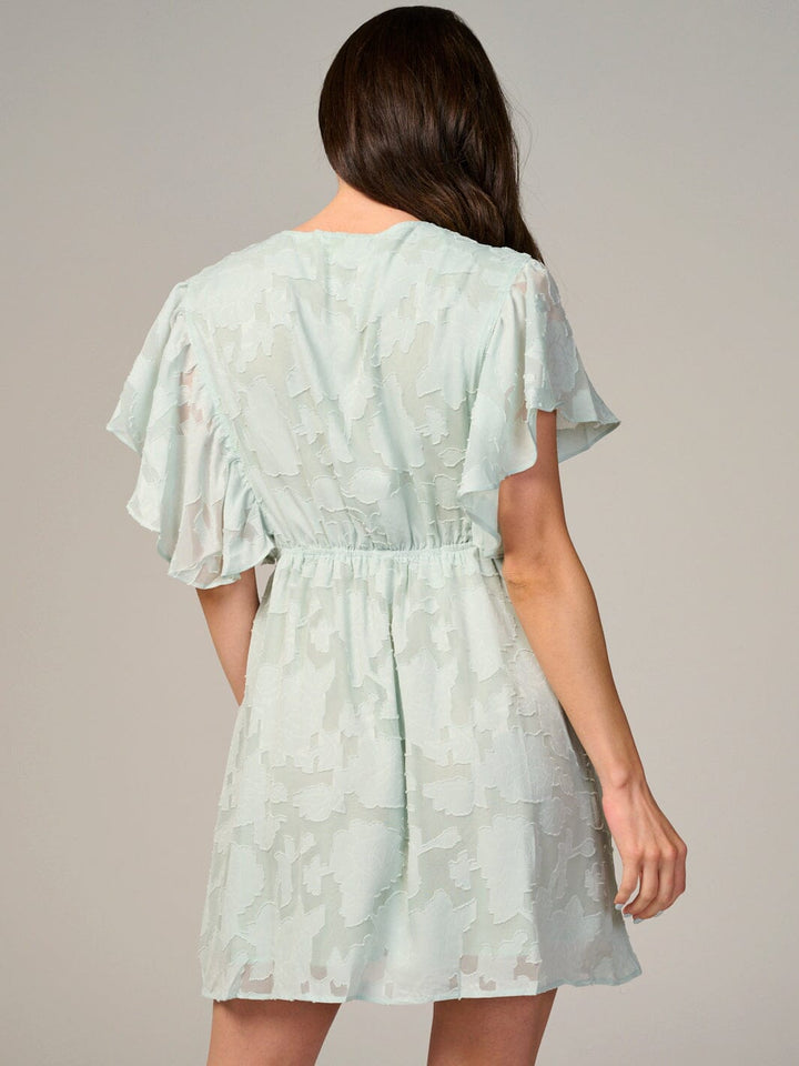 WOMEN'S SHORT SLEEVE ELASTIC WAIST SURPLICE DETAILED MINI DRESS