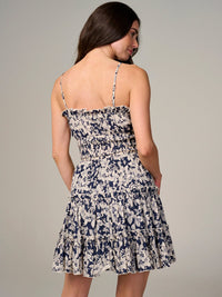 WOMEN'S SLEEVELESS SMOCK WAIST CUT OUT FLORAL MINI DRESS