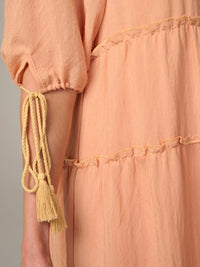 WOMEN'S SHORT SLEEVE V-NECK TIERED MAXI DRESS