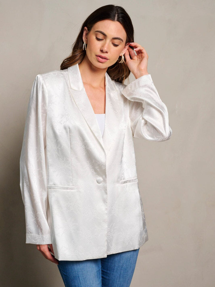 WOMEN'S LONG SLEEVE BUTTON CLUSE FLORAL JACQUARD BLAZER