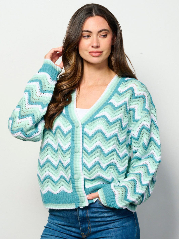 WOMEN'S LONG SLEEVE BUTTON CLOSURE KNIT SWEATER CARDIGAN