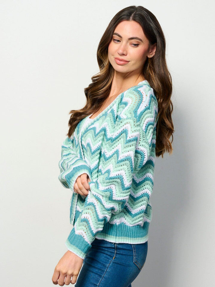 WOMEN'S LONG SLEEVE BUTTON CLOSURE KNIT SWEATER CARDIGAN