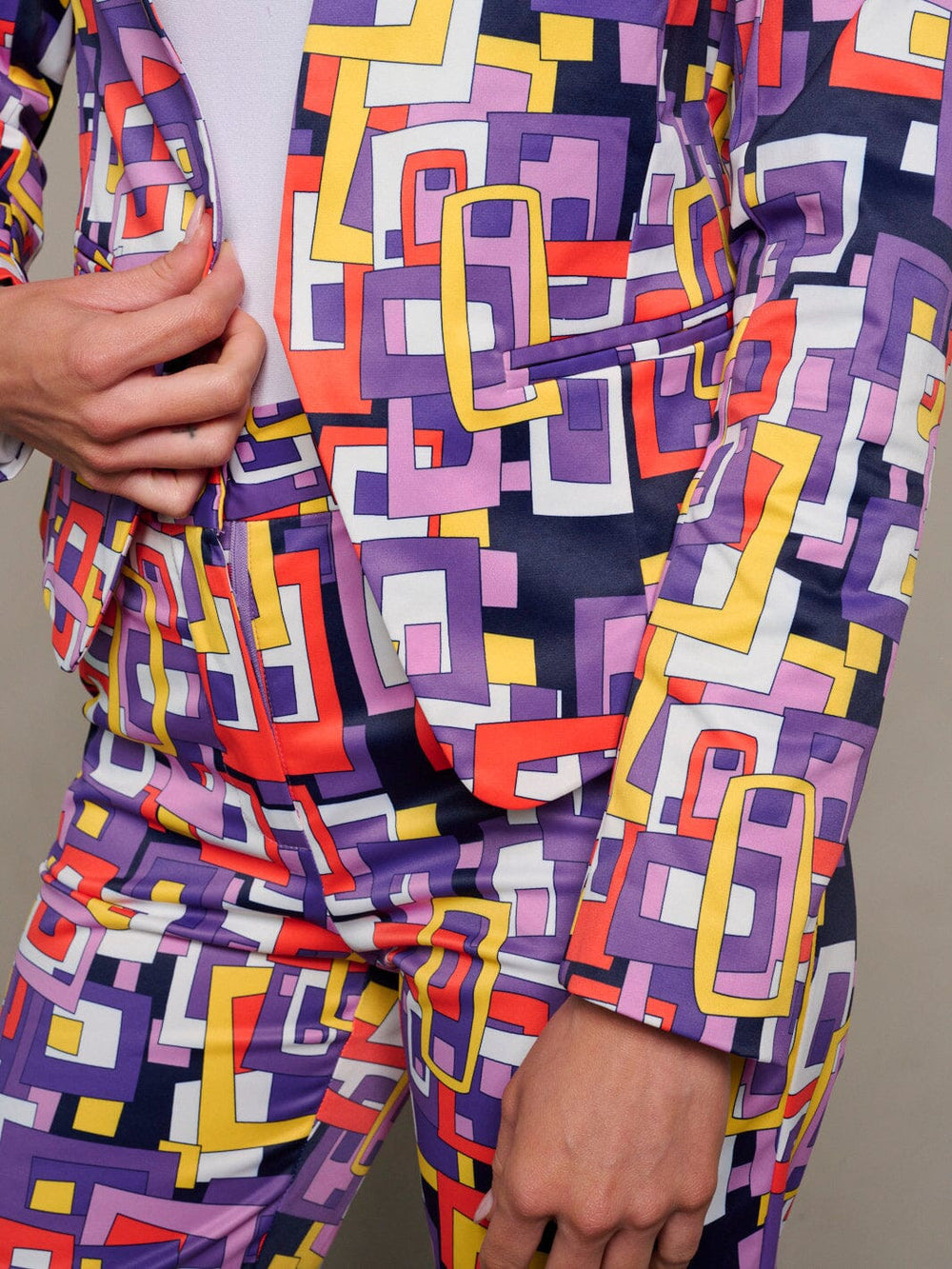 WOMEN'S LONG SLEEVES OPEN FRONT PRINTED BLAZER