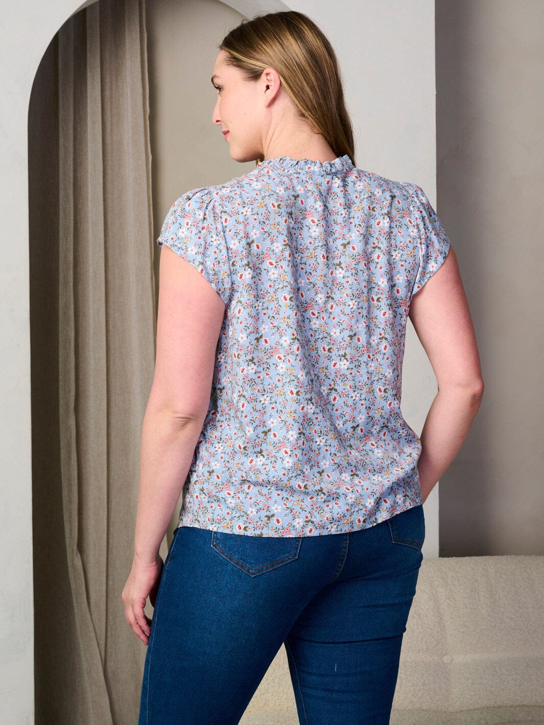 PLUS SIZE SHORT SLEEVE FLORAL TUNIC BLOUSE TOP